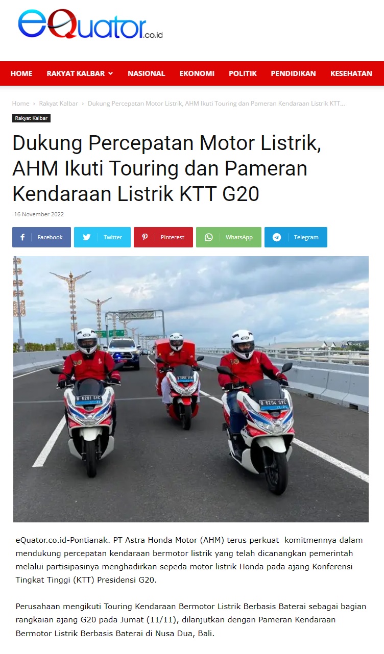 Dukung Percepatan Motor Listrik Ahm Ikuti Touring Dan Pameran