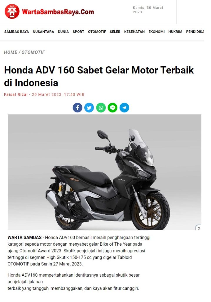 Honda Adv Sabet Gelar Motor Terbaik Di Indonesia Astra Motor