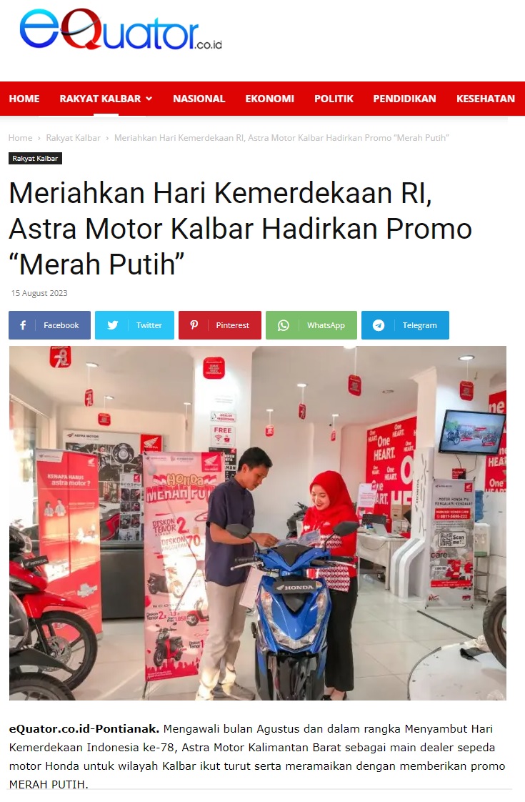 Meriahkan Hari Kemerdekaan Ri Astra Motor Kalbar Hadirkan Promo Merah