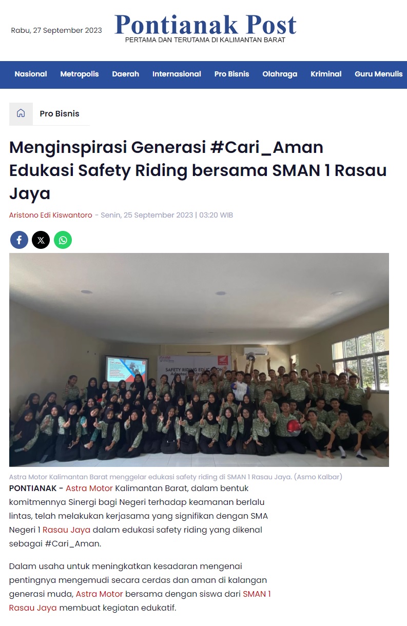 Menginspirasi Generasi Cari Aman Edukasi Safety Riding Bersama Sman