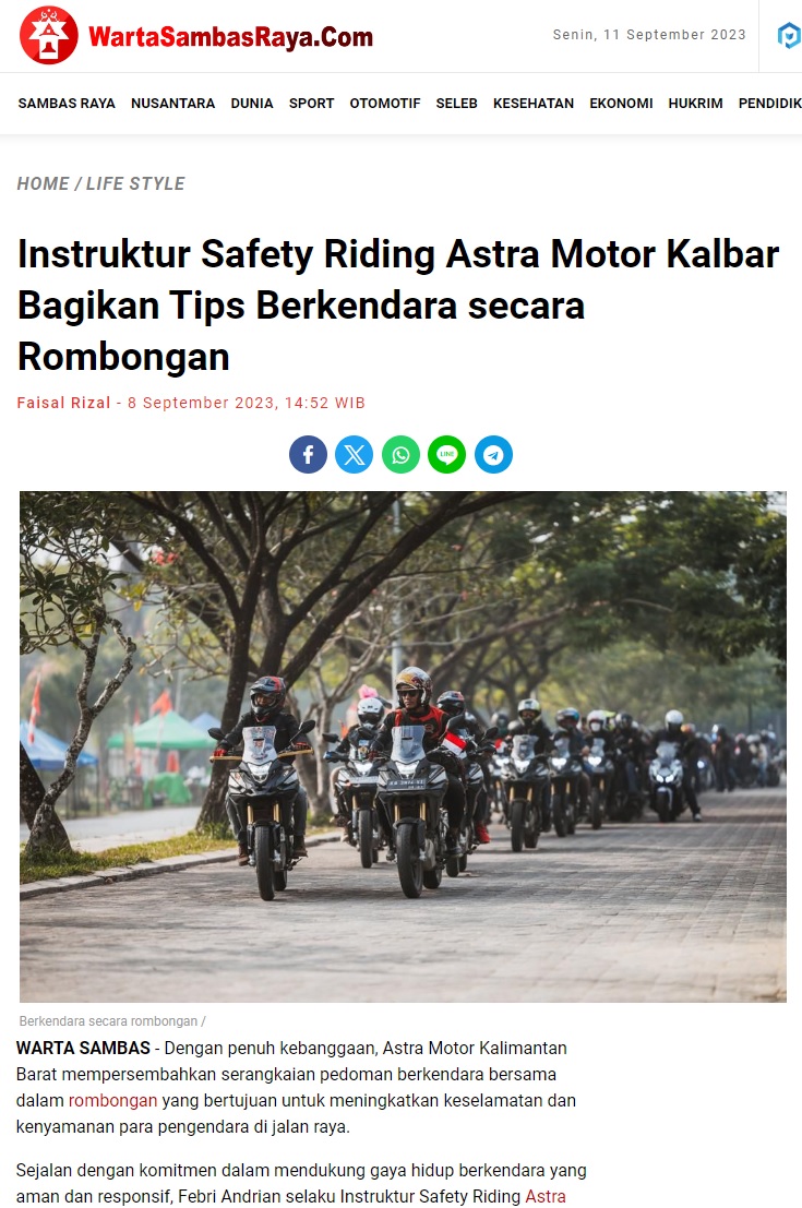 Instruktur Safety Riding Astra Motor Kalbar Bagikan Tips Berkendara