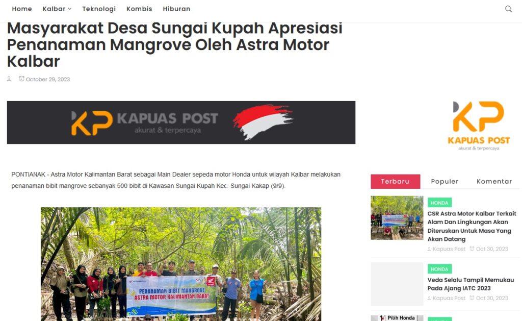 Masyarakat Desa Sungai Kupah Apresiasi Penanaman Mangrove Oleh Astra