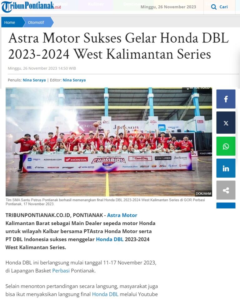 Astra Motor Sukses Gelar Honda DBL 2023 2024 West Kalimantan Series