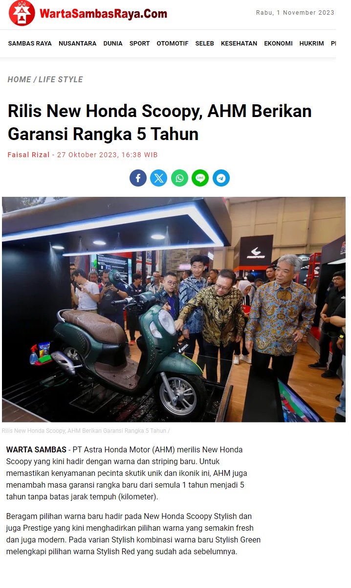 Rilis New Honda Scoopy AHM Berikan Garansi Rangka 5 Tahun Astra