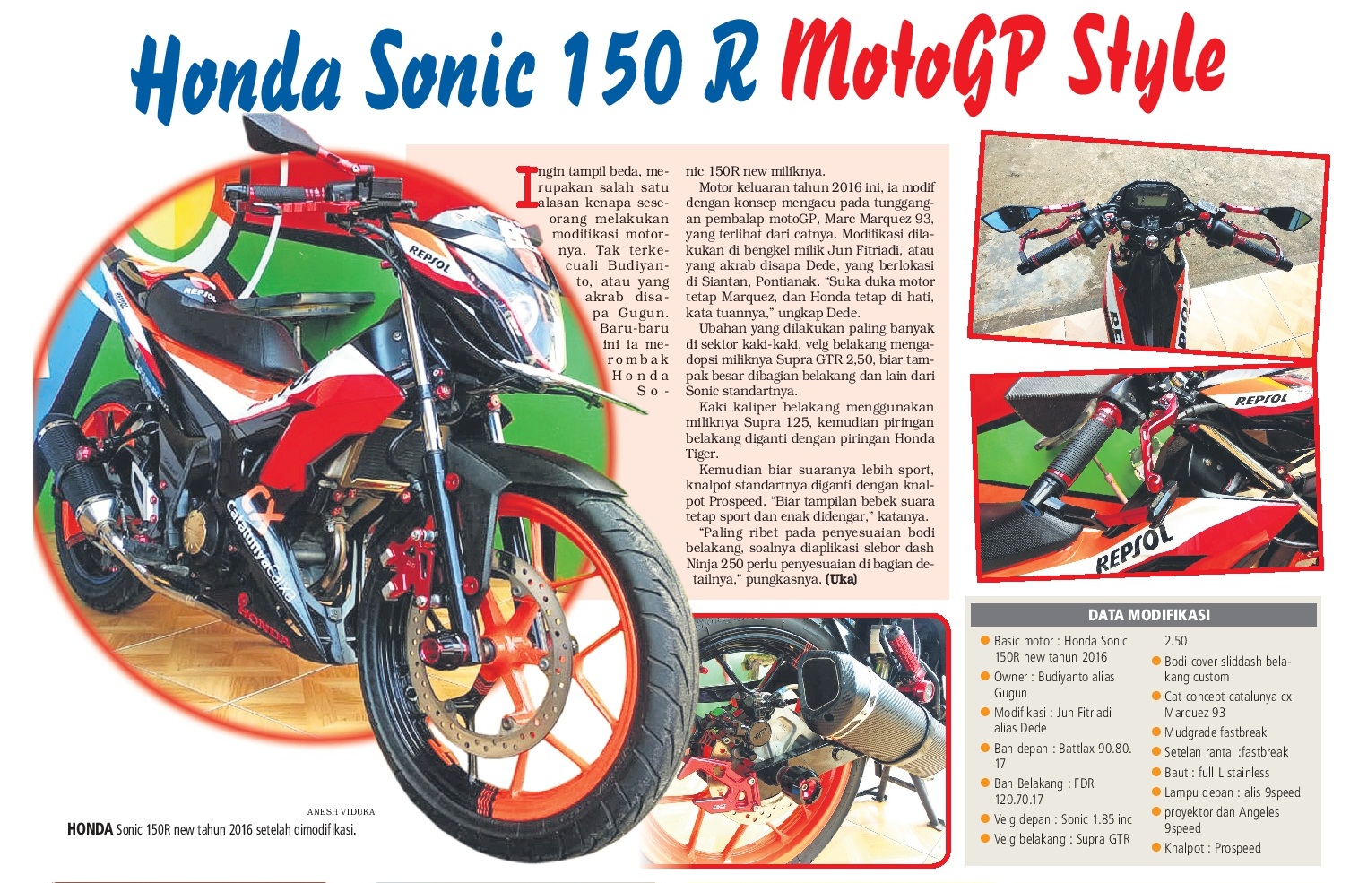 Honda Sonic 150r Motogp Style Astra Motor Kalimantan Barat