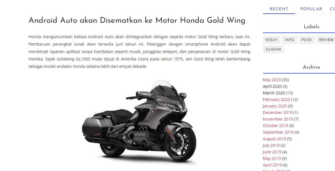 Android Auto akan Disematkan ke Motor Honda Gold Wing u2013 Astra 