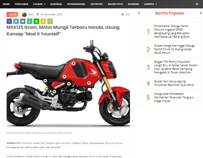 MSX125 Grom, Motor Mungil Terbaru Honda, Usung Konsep u201cMod it 