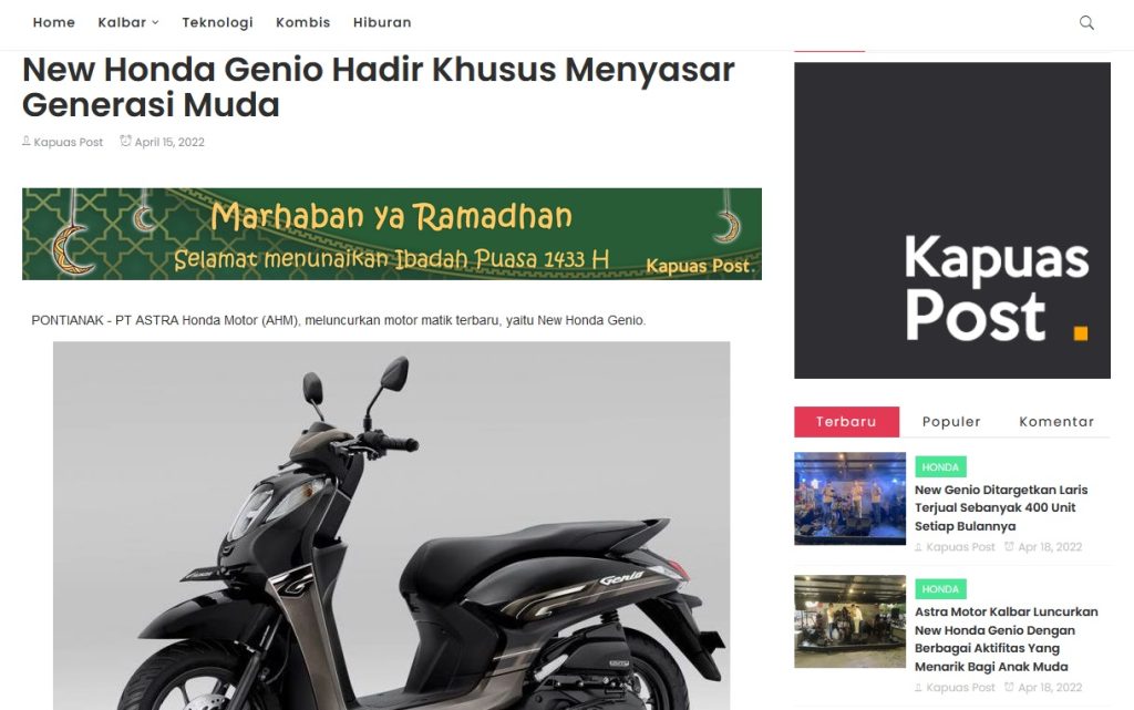 New Honda Genio Hadir Khusus Menyasar Generasi Muda Astra Motor Kalimantan Barat