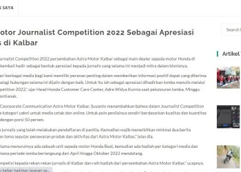 Astra Motor Journalist Competition 2022 Sebagai Apresiasi Jurnalis di Kalbar