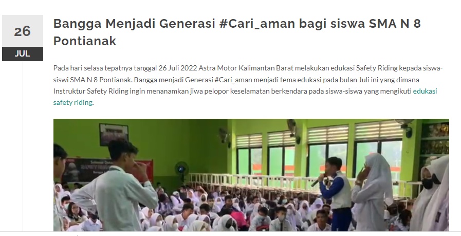 Bangga Menjadi Generasi #Cari_aman bagi siswa SMA N 8 Pontianak