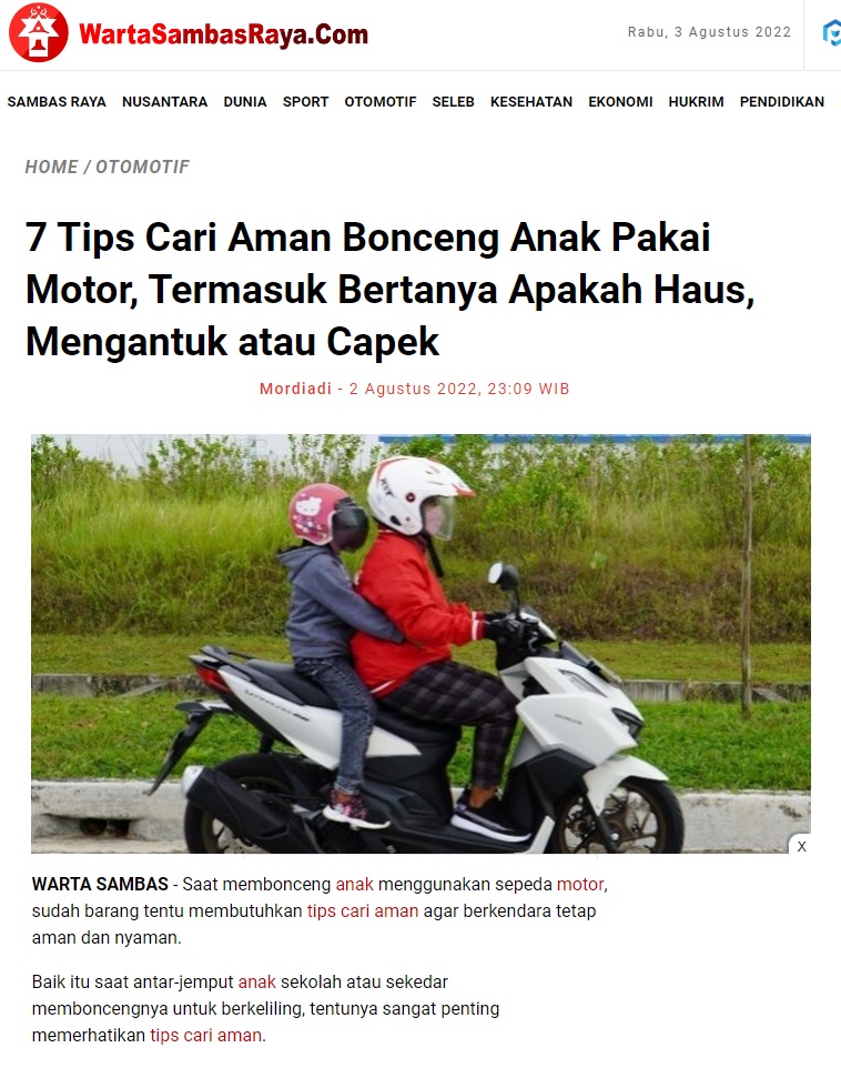 7 Tips Cari Aman Bonceng Anak Pakai Motor, Termasuk Bertanya Apakah ...