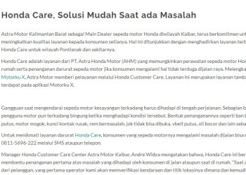 Honda Care, Solusi Mudah Saat ada Masalah