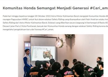 Komunitas Honda Semangat Menjadi Generasi #Cari_aman