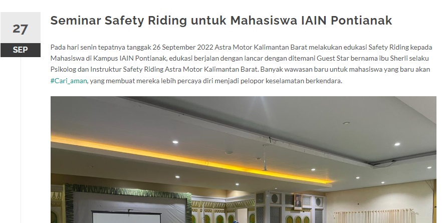 Seminar Safety Riding untuk Mahasiswa IAIN Pontianak