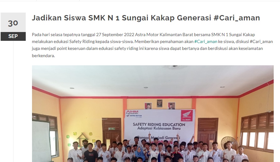 Jadikan Siswa SMK N 1 Sungai Kakap Generasi #Cari_aman