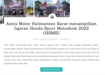 Astra Motor Kalimantan Barat menampilkan Jajaran Honda Sport Motoshow 2022 (HSMS)