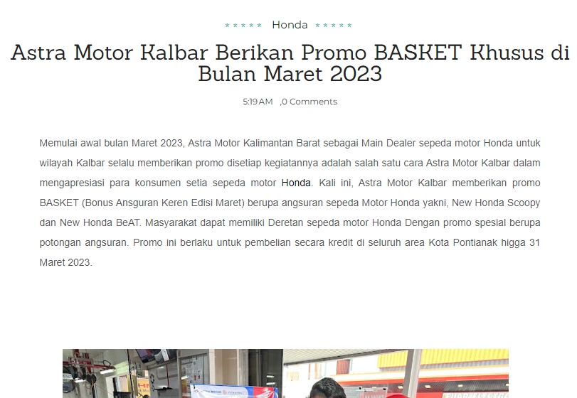 Astra Motor Kalbar Berikan Promo BASKET Khusus di Bulan Maret 2023