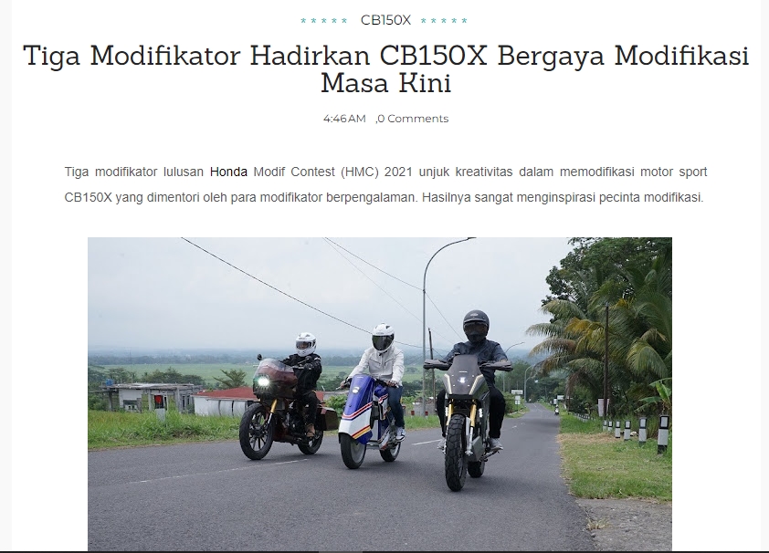 Tiga Modifikator Hadirkan CB150X Bergaya Modifikasi Masa Kini