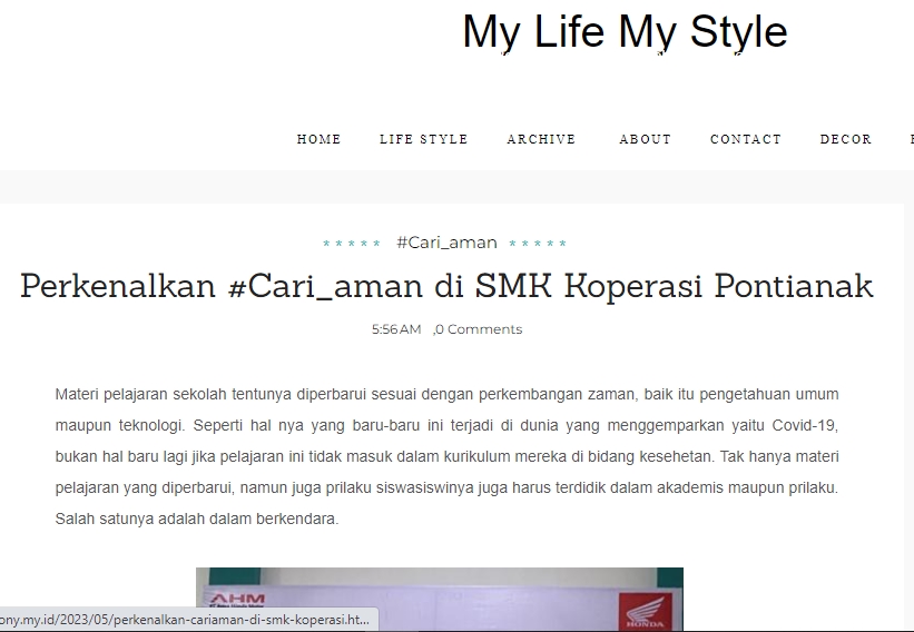 Perkenalkan #Cari_aman di SMK Koperasi Pontianak