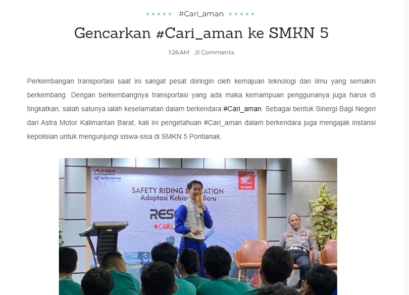 Gencarkan #Cari_aman ke SMKN 5