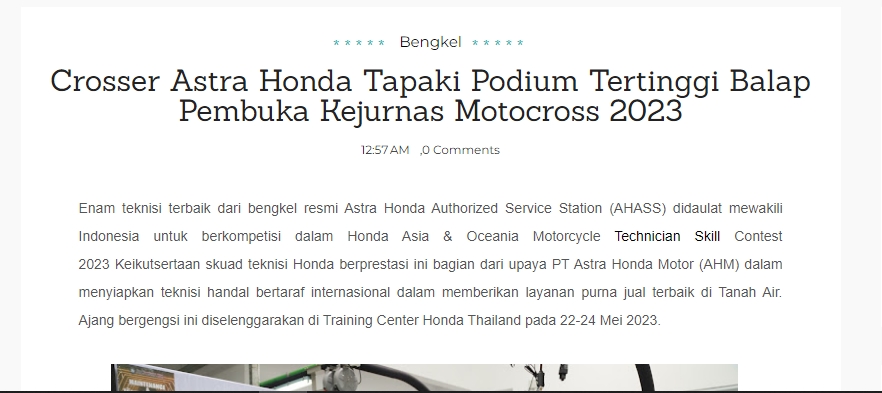 Crosser Astra Honda Tapaki Podium Tertinggi Balap Pembuka Kejurnas Motocross 2023