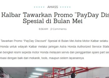 AHASS Kalbar Tawarkan Promo “PayDay Discount” Spesial di Bulan Mei