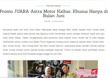 Promo JUARA Astra Motor Kalbar, Khusus Hanya di Bulan Juni