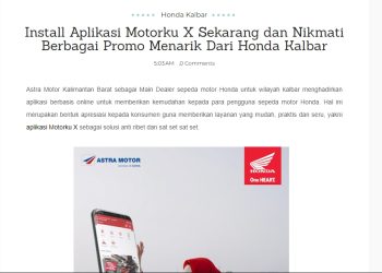 Install Aplikasi Motorku X Sekarang dan Nikmati Berbagai Promo Menarik Dari Honda Kalbar