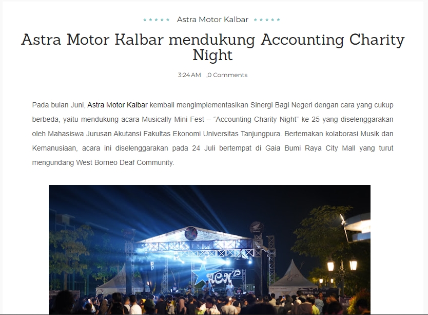 Astra Motor Kalbar mendukung Accounting Charity Night