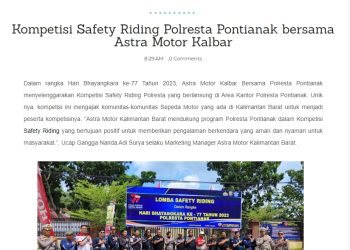 Kompetisi Safety Riding Polresta Pontianak bersama Astra Motor Kalbar