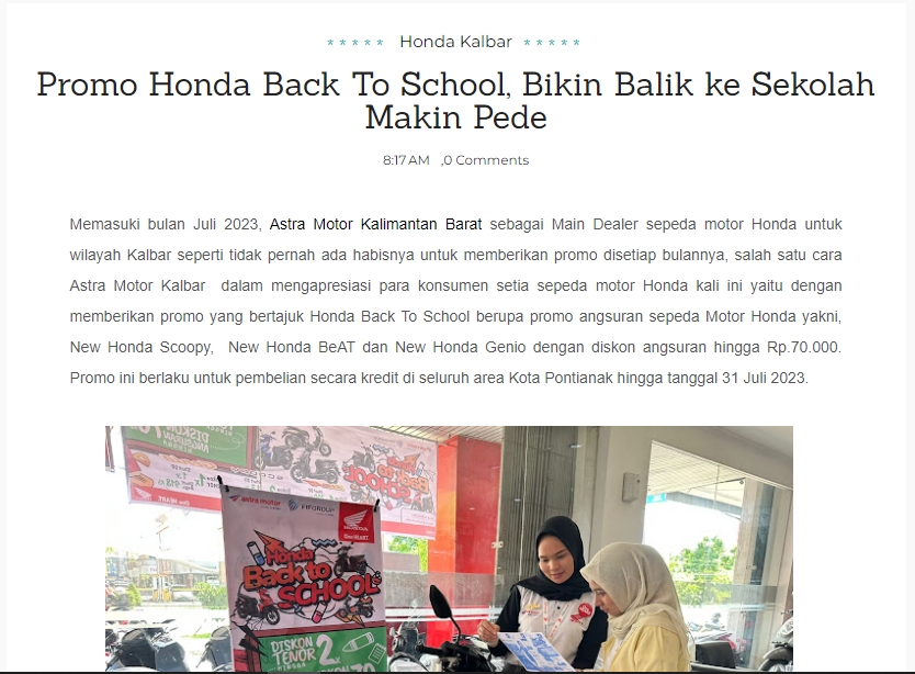 Promo Honda Back To School, Bikin Balik ke Sekolah Makin Pede