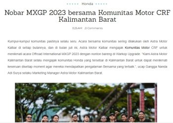 Nobar MXGP 2023 bersama Komunitas Motor CRF Kalimantan Barat
