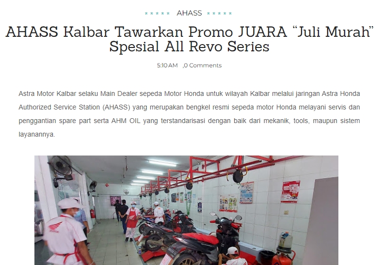 AHASS Kalbar Tawarkan Promo JUARA “Juli Murah” Spesial All Revo Series