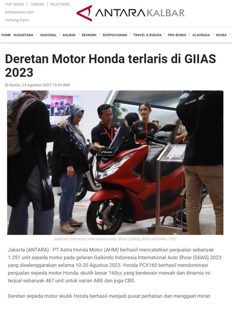 Deretan Motor Honda Terlaris Di GIIAS 2023 – Astra Motor Kalimantan Barat