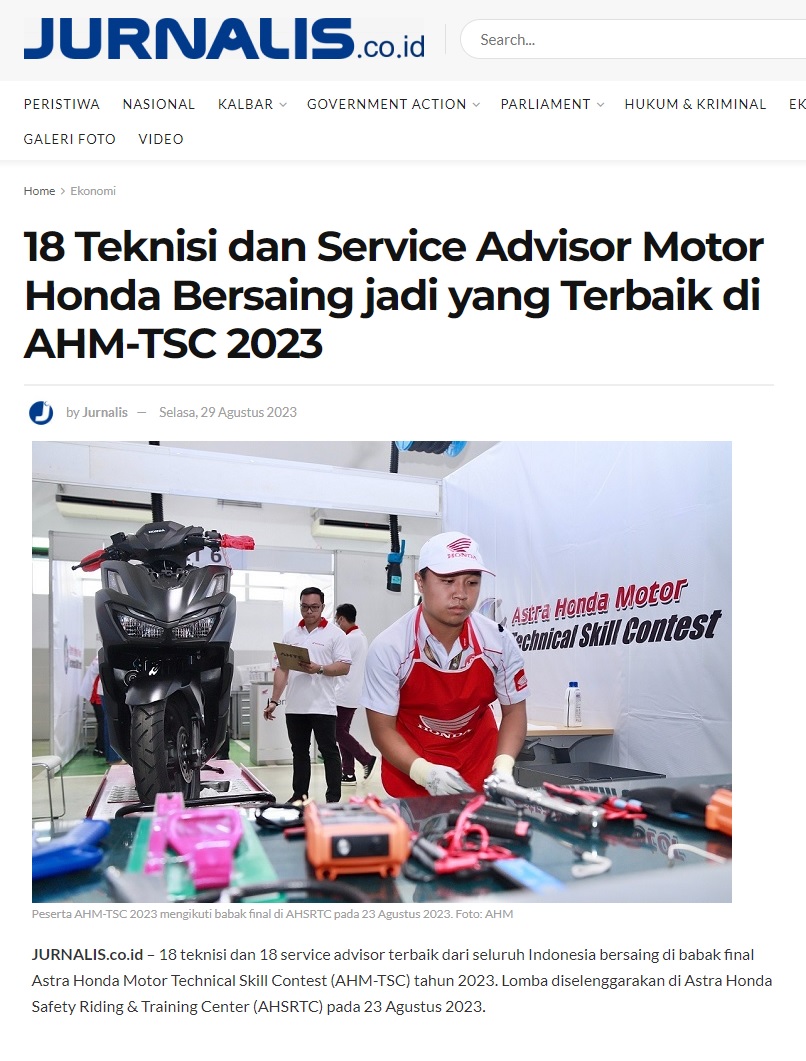 18 Teknisi Dan Service Advisor Motor Honda Bersaing Jadi Yang Terbaik