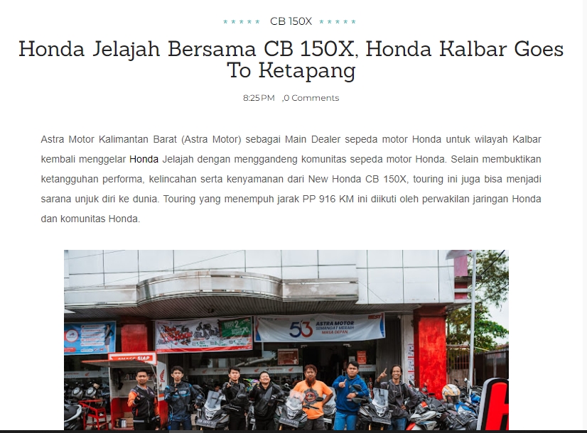 Honda Jelajah Bersama CB 150X, Honda Kalbar Goes To Ketapang