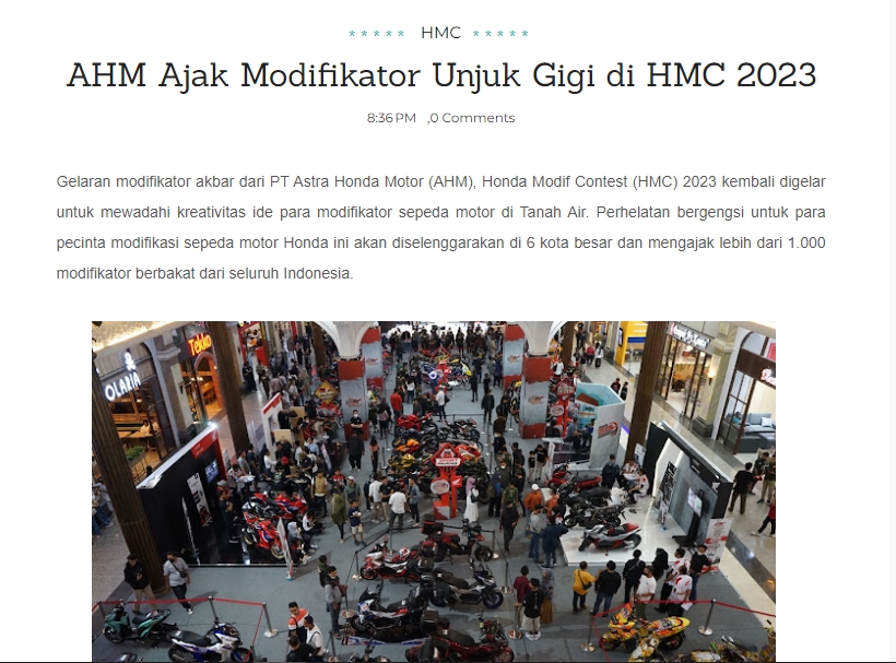 AHM Ajak Modifikator Unjuk Gigi di HMC 2023