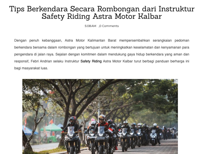 Tips Berkendara Secara Rombongan dari Instruktur Safety Riding Astra Motor Kalbar