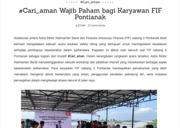 #Cari_aman Wajib Paham bagi Karyawan FIF Pontianak