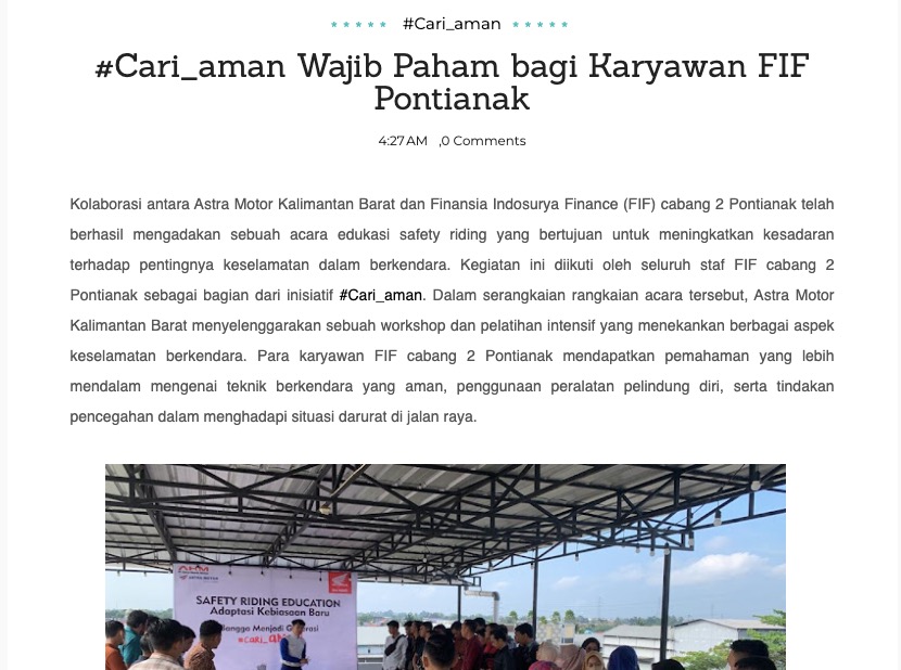 #Cari_aman Wajib Paham bagi Karyawan FIF Pontianak