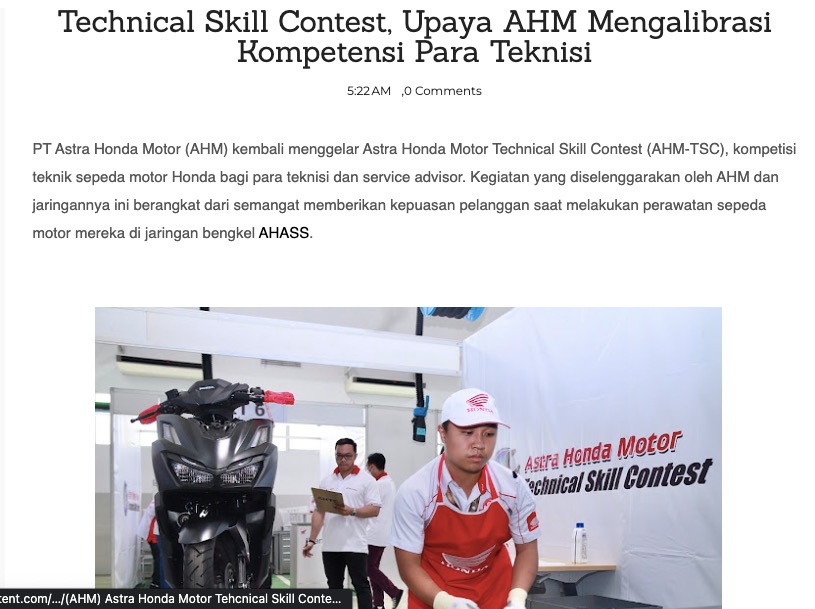 Technical Skill Contest, Upaya AHM Mengalibrasi Kompetensi Para Teknisi