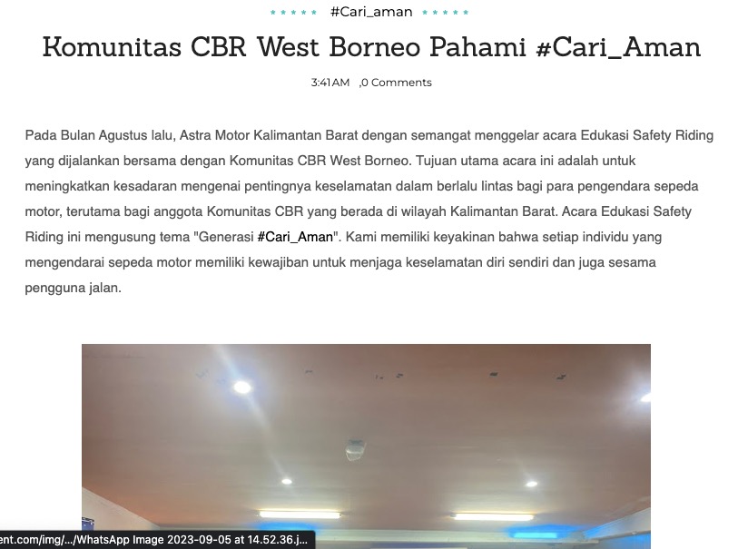 Komunitas CBR West Borneo Pahami #Cari_Aman