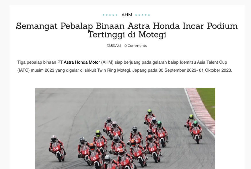 Semangat Pebalap Binaan Astra Honda Incar Podium Tertinggi di Motegi