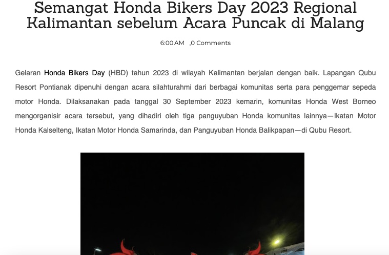 Semangat Honda Bikers Day 2023 Regional Kalimantan sebelum Acara Puncak di Malang