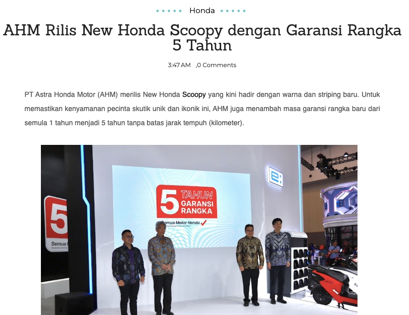 AHM Rilis New Honda Scoopy dengan Garansi Rangka 5 Tahun