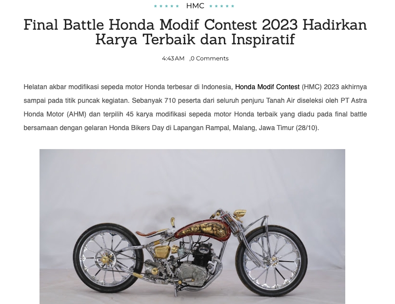 Final Battle Honda Modif Contest 2023 Hadirkan Karya Terbaik dan Inspiratif