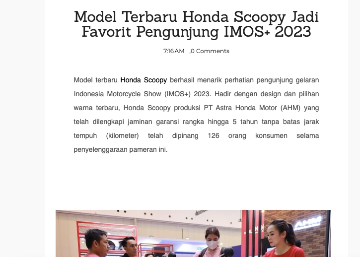 Model Terbaru Honda Scoopy Jadi Favorit Pengunjung IMOS+ 2023