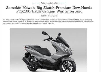 Semakin Mewah, Big Skutik Premium New Honda PCX160 Hadir dengan Warna Terbaru