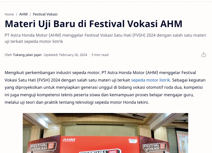 Materi Uji Baru di Festival Vokasi AHM