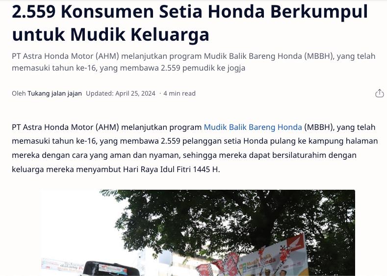 2.559 Konsumen Setia Honda Berkumpul untuk Mudik Keluarga